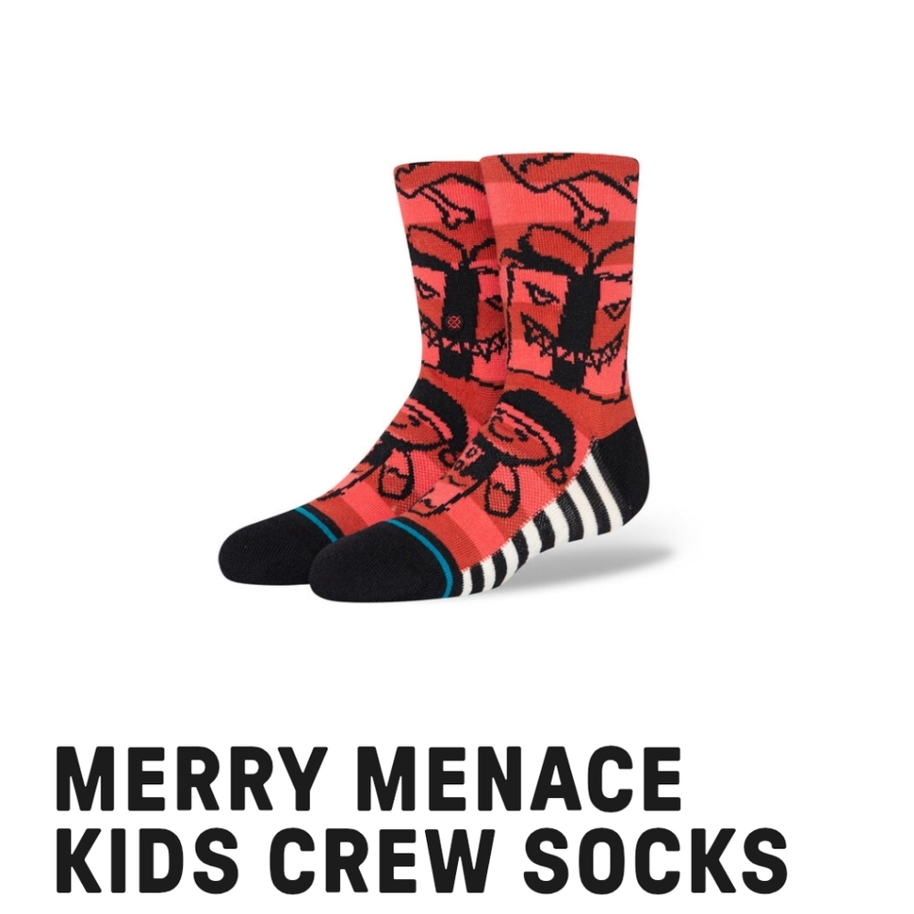 NWT Kids Merry Menace Stance Crew Socks - Red and Black